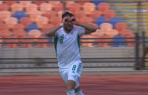 Can TotalEnergie Cote d’Ivoire 2023 (éliminatoires) : L’Algérie assure l’essentiel face à l’Ouganda (2-0). Youcef Belaili buteur avec l'Algérie célèbre sa joie
