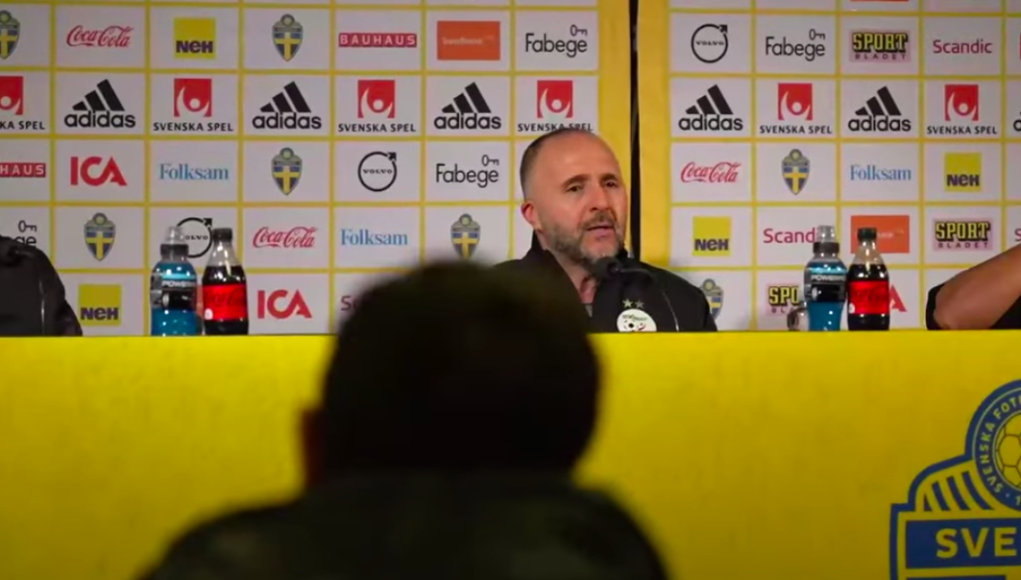 Djamel Belmadi en conférence de presse après la défaite de l'Algérie en Suède (2-0).
