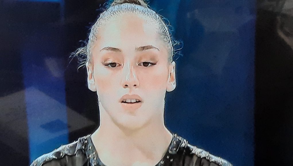 Kaylia Nemour au concours général féminin de gymnastique aux JO de Paris 2024